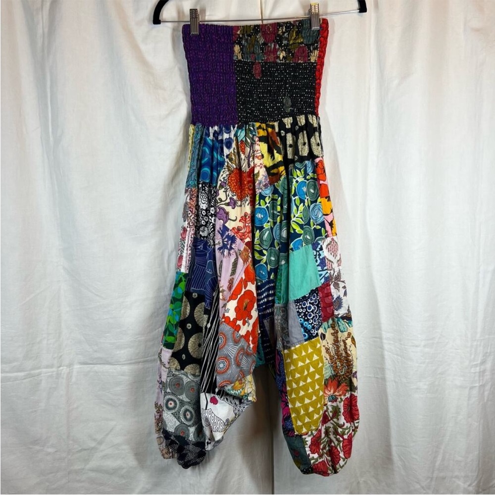 Tribe Azure 100% cotton patchwork smocked bodice pantaloons / romper